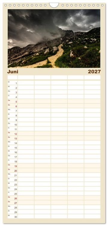 Produktbild: Familienplaner 2027 - Berge. Wege in die Natur mit 5 Spalten (Wandkalender, 21 x 45 cm) CALVENDO