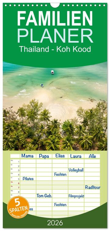 Produktbild: Familienplaner 2026 - Thailand - Koh Kood mit 5 Spalten (Wandkalender, 21 x 45 cm) CALVENDO