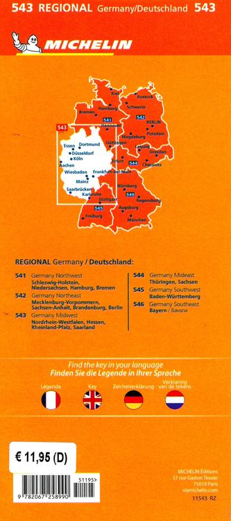 Produktbild: Michelin Nordrhein-Westfalen, Hessen, Rheinland-Pfalz, Saarland