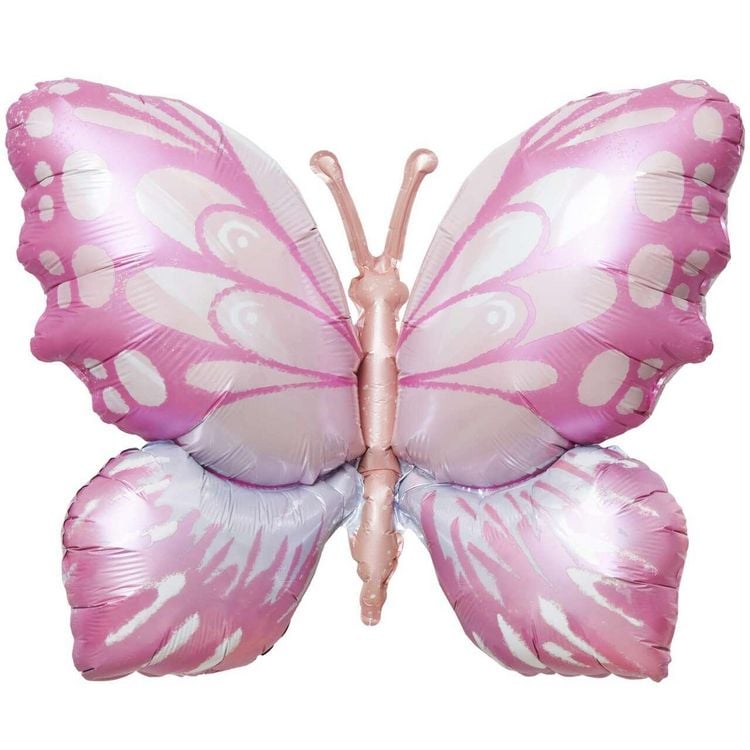 Produktbild: Folienballon Princess Butterfly, Pink/Orange, 1 Stk, 77 x 57