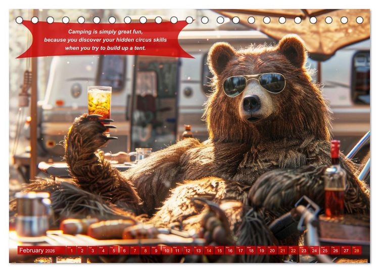 Produktbild: Funny charming animals as campers (Desk Calendar 2026 DIN A5 landscape), CALVENDO 12 Month DeskCalendar