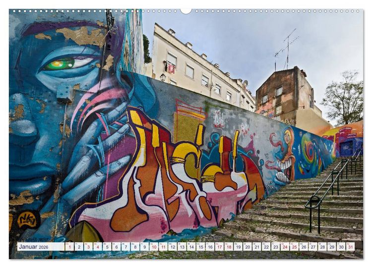 Produktbild: LISSABON GRAFFITI (hochwertiger Premium Wandkalender 2026 DIN A2 quer), Kunstdruck in Hochglanz