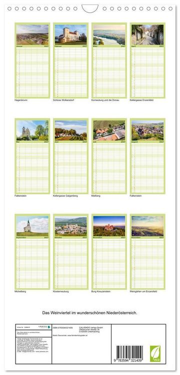 Produktbild: Familienplaner 2027 - Das Weinviertel im wundersch&ouml;nen Nieder&ouml;sterreich. mit 5 Spalten (Wandkalender, 21 x 45 cm) CALVENDO