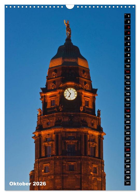 Produktbild: Dresden bei Nacht (Wandkalender 2026 DIN A3 hoch), CALVENDO Monatskalender