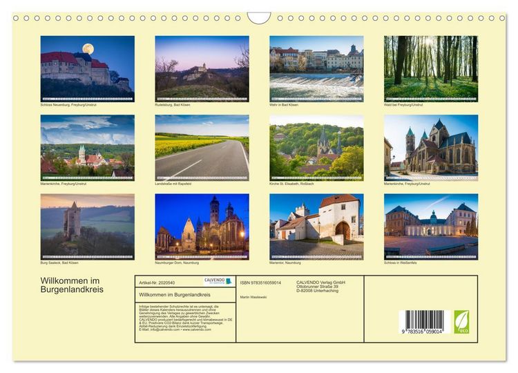 Produktbild: Willkommen im Burgenlandkreis (Wandkalender 2026 DIN A3 quer), CALVENDO Monatskalender