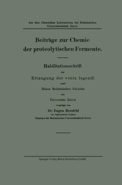 Produktbild: Beitr&auml;ge zur Chemie der proteolytischen Fermente