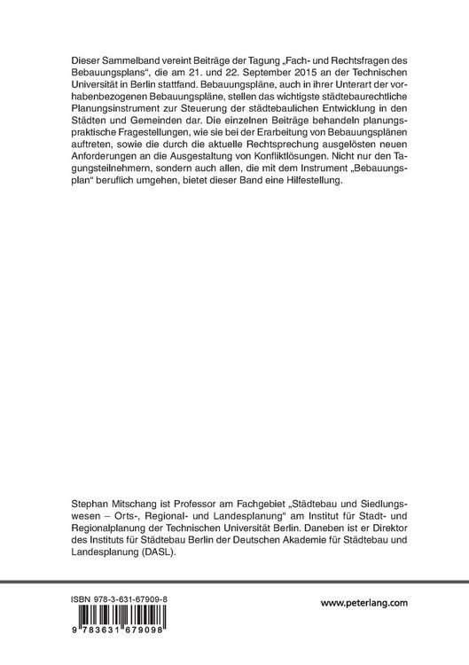 Produktbild: Fach- und Rechtsfragen des Bebauungsplans
