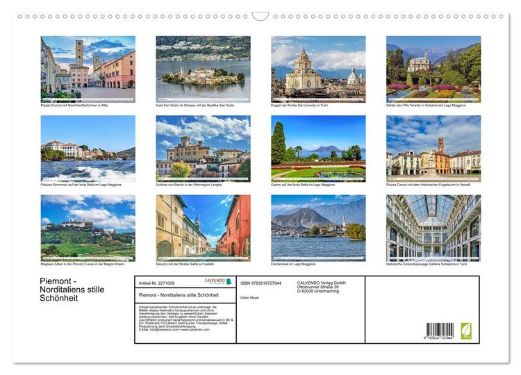 Produktbild: Piemont - Norditaliens stille Sch&ouml;nheit (Wandkalender 2026 DIN A2 quer), CALVENDO Monatskalender