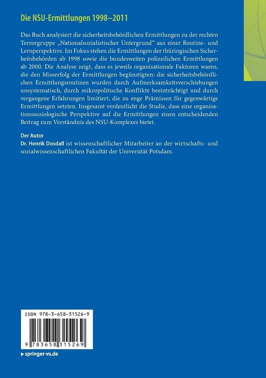 Produktbild: Die NSU-Ermittlungen 1998-2011