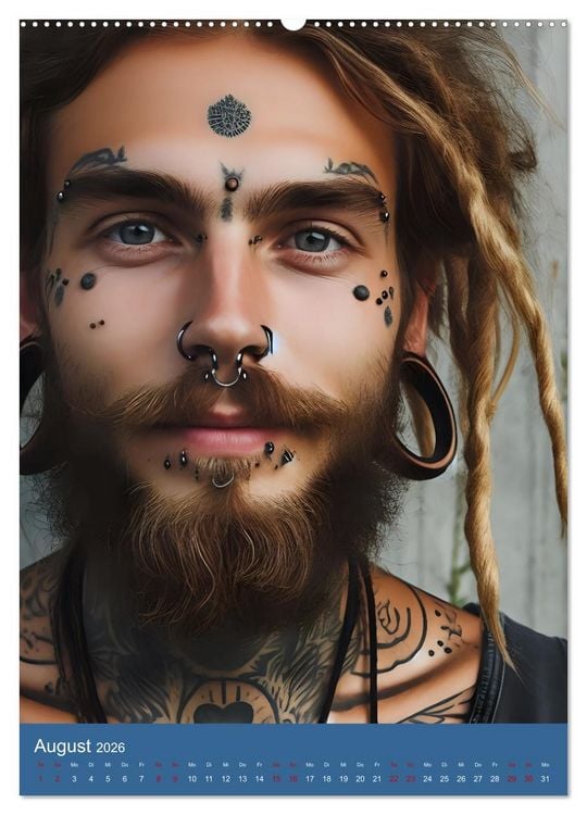 Produktbild: Tattoo und Piercing Men (Wandkalender 2026 DIN A2 hoch), CALVENDO Monatskalender