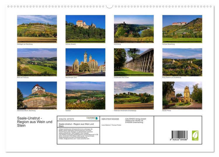 Produktbild: Saale-Unstrut - Region aus Wein und Stein (hochwertiger Premium Wandkalender 2026 DIN A2 quer), Kunstdruck in Hochglanz