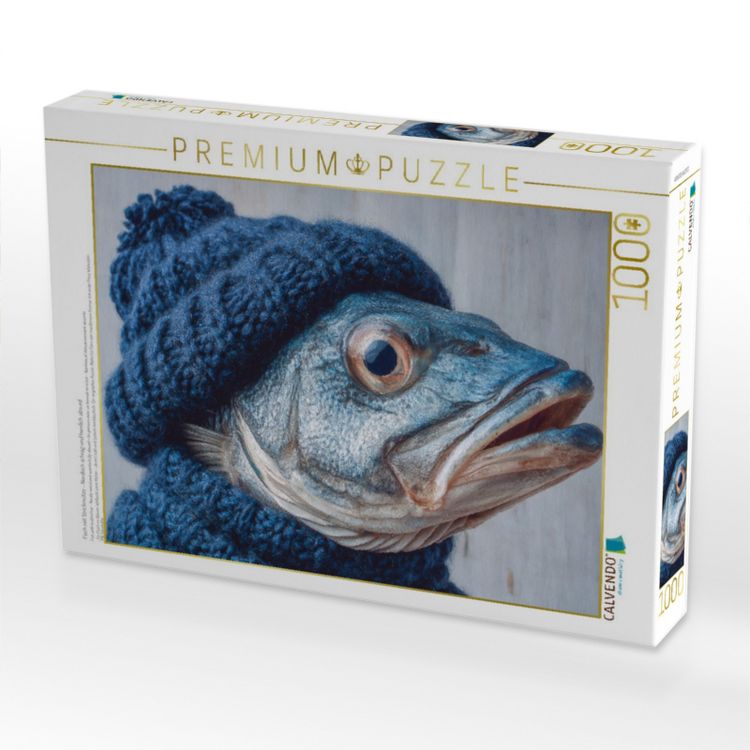 Produktbild: CALVENDO Puzzle Fisch mit Strickm&uuml;tze - Nordisch schr&auml;g und herrlich absurd | 1000 Teile Lege-Gr&ouml;&szlig;e 64x48cm Foto-Puzzle f&uuml;r gl&uuml;ckliche Stunden