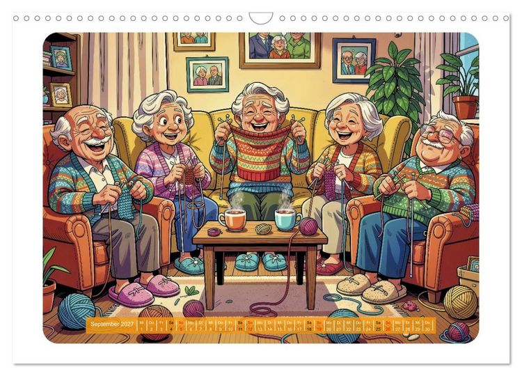 Produktbild: Charmante Rentner im Comic-Stil (Wandkalender 2027 DIN A3 quer), CALVENDO Monatskalender