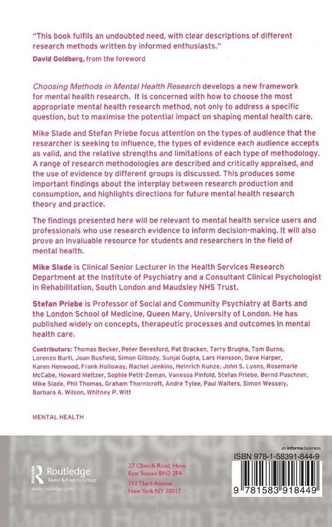 Produktbild: Choosing Methods in Mental Health Research
