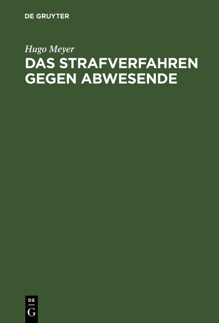 Produktbild: Das Strafverfahren gegen Abwesende