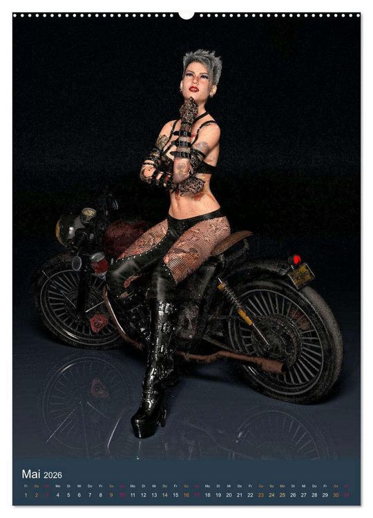 Produktbild: Tattooed Girls and Bikes (hochwertiger Premium Wandkalender 2026 DIN A2 hoch), Kunstdruck in Hochglanz