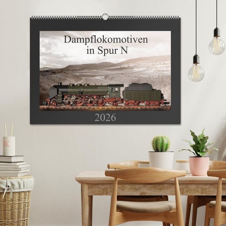 Produktbild: Dampflokomotiven in Spur N (Wandkalender 2026 DIN A2 quer), CALVENDO Monatskalender
