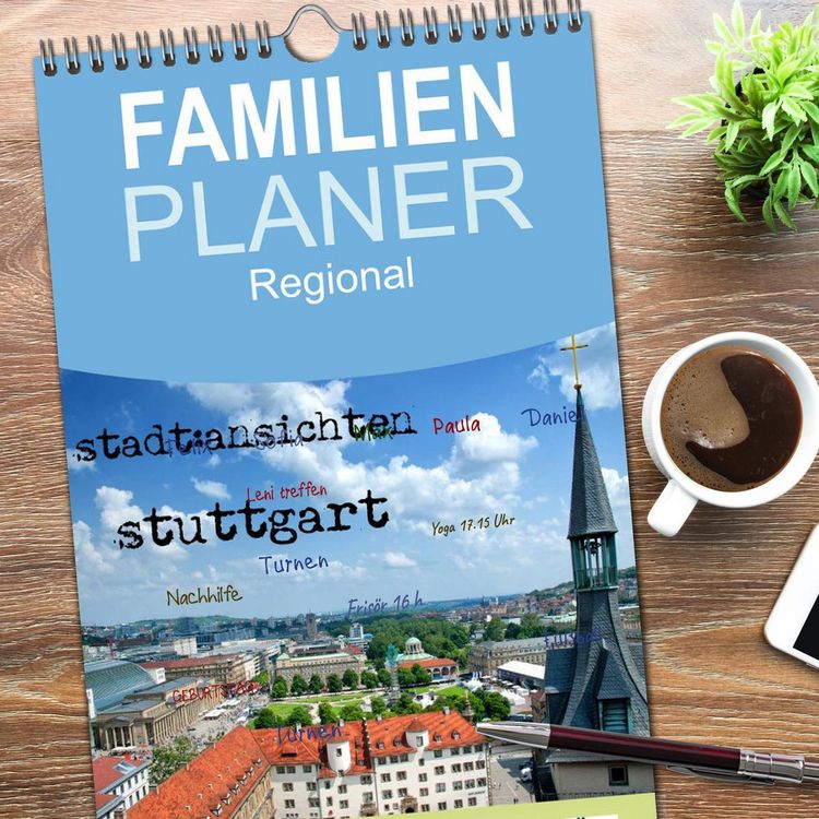 Produktbild: Familienplaner 2026 - stadtansichten stuttgart mit 5 Spalten (Wandkalender, 21 x 45 cm) CALVENDO