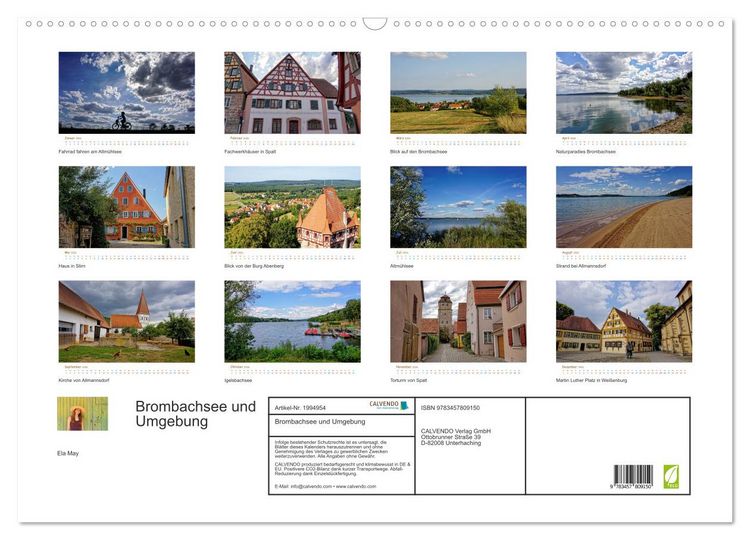 Produktbild: Brombachsee und Umgebung (Wandkalender 2026 DIN A2 quer), CALVENDO Monatskalender