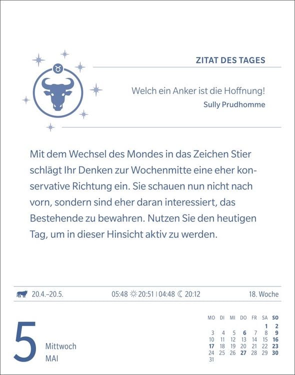 Produktbild: Stier Sternzeichenkalender 2027 - Tagesabrei&szlig;kalender - Ihr Horoskop f&uuml;r jeden Tag