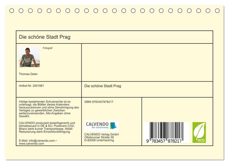 Produktbild: Die sch&ouml;ne Stadt Prag (Tischkalender 2026 DIN A5 quer), CALVENDO Monatskalender