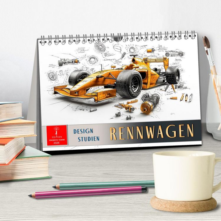 Produktbild: Rennwagen - Design Studien (Tischkalender 2026 DIN A5 quer), CALVENDO Monatskalender