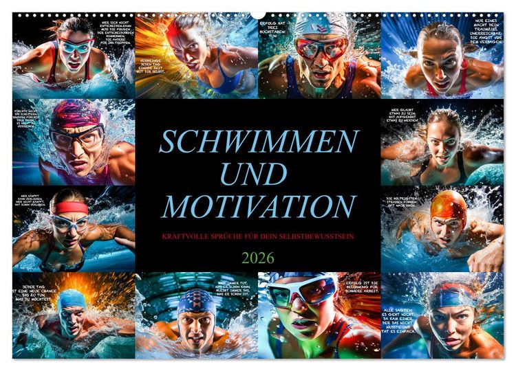 Produktbild: Schwimmen und Motivation (Wandkalender 2026 DIN A2 quer), CALVENDO Monatskalender