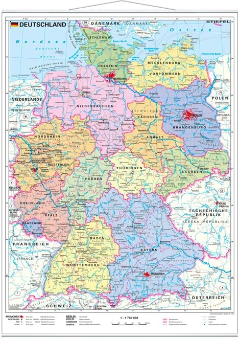Produktbild: Deutschland politisch. Wandkarte mit Metallleiste