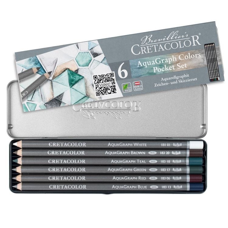 Produktbild: Cretacolor K&uuml;nstlerstifte Aquarellgraphit Pocket Set, 6er Metalletui