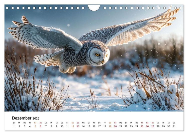 Produktbild: Eulen - Augen der Wildnis (Wandkalender 2026 DIN A4 quer), CALVENDO Monatskalender