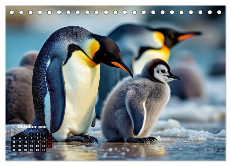 Produktbild: Mit den Pinguinen (Tischkalender 2026 DIN A5 quer), CALVENDO Monatskalender