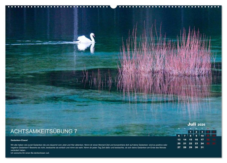 Produktbild: Achtsamkeit, 12 &Uuml;bungen zu mehr Achtsamkeit. (Wandkalender 2026 DIN A2 quer), CALVENDO Monatskalender