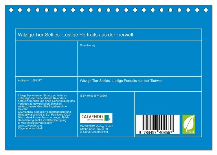 Produktbild: Witzige Tier-Selfies. Lustige Portraits aus der Tierwelt (Tischkalender 2026 DIN A5 quer), CALVENDO Monatskalender