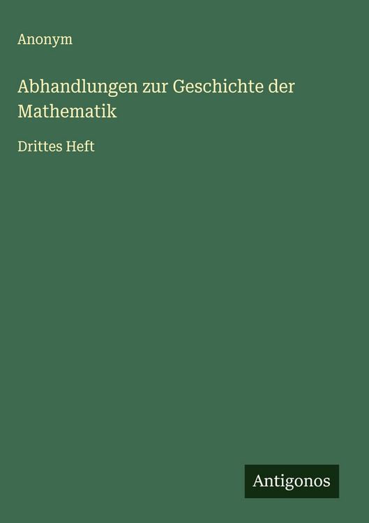 Produktbild: Abhandlungen zur Geschichte der Mathematik