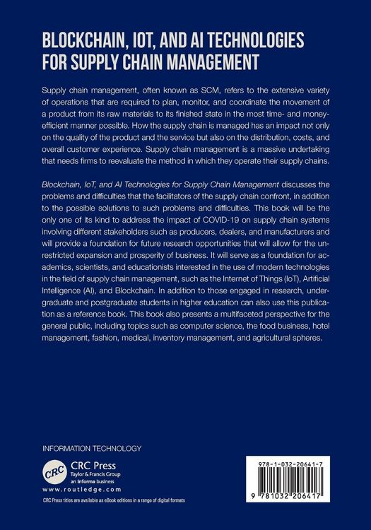 Produktbild: Blockchain, IoT, and AI Technologies for Supply Chain Management