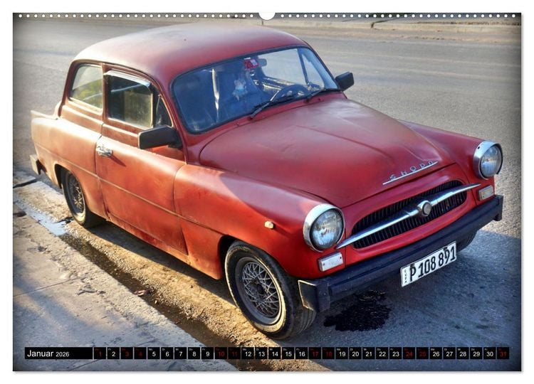 Produktbild: SKODA HITS - Oldtimer der CSSR in Kuba (hochwertiger Premium Wandkalender 2026 DIN A2 quer), Kunstdruck in Hochglanz