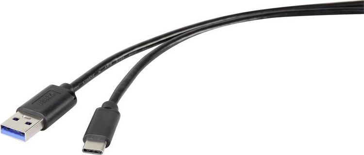 Produktbild: Renkforce USB-Kabel USB 3.2 Gen1 USB-A Stecker, USB-C&reg; Stecker 1.80m Schwarz RF-4535906