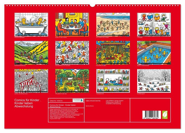 Produktbild: Comics f&uuml;r Kinder . Kinder lieben Abwechslung (hochwertiger Premium Wandkalender 2026 DIN A2 quer), Kunstdruck in Hochglanz