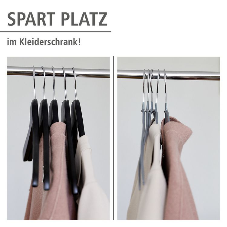 Produktbild: Kleiderb&uuml;gel Mod. Alessia Grau, 20er Set, extra d&uuml;nn, platzsparend