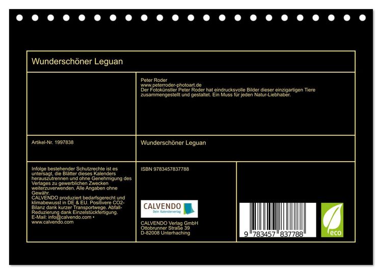 Produktbild: Wundersch&ouml;ner Leguan (Tischkalender 2026 DIN A5 quer), CALVENDO Monatskalender