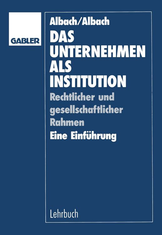 Produktbild: Das Unternehmen als Institution