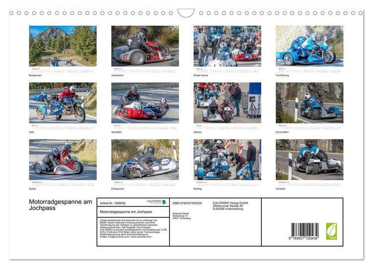 Produktbild: Motorradgespanne am Jochpass (Wandkalender 2026 DIN A3 quer), CALVENDO Monatskalender