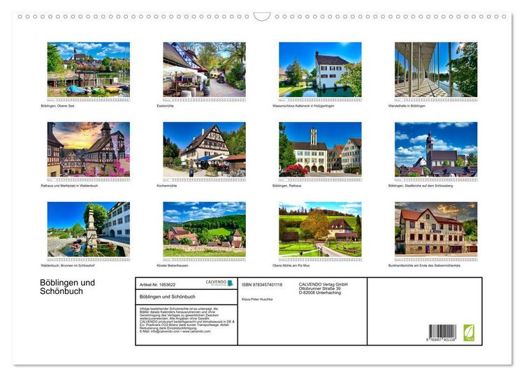 Produktbild: B&ouml;blingen und Sch&ouml;nbuch (Wandkalender 2026 DIN A2 quer), CALVENDO Monatskalender