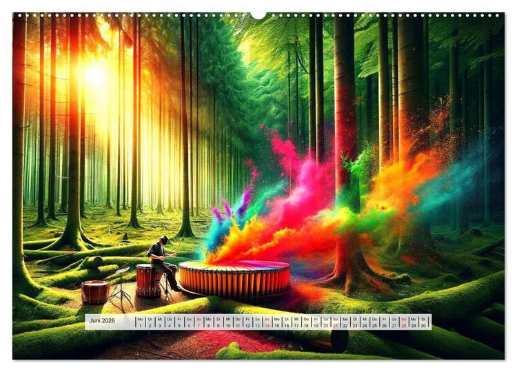 Produktbild: Drummer - Color Splash Rhythms: Trommelschl&auml;ge und Farbexplosionen (Wandkalender 2026 DIN A2 quer), CALVENDO Monatskalender