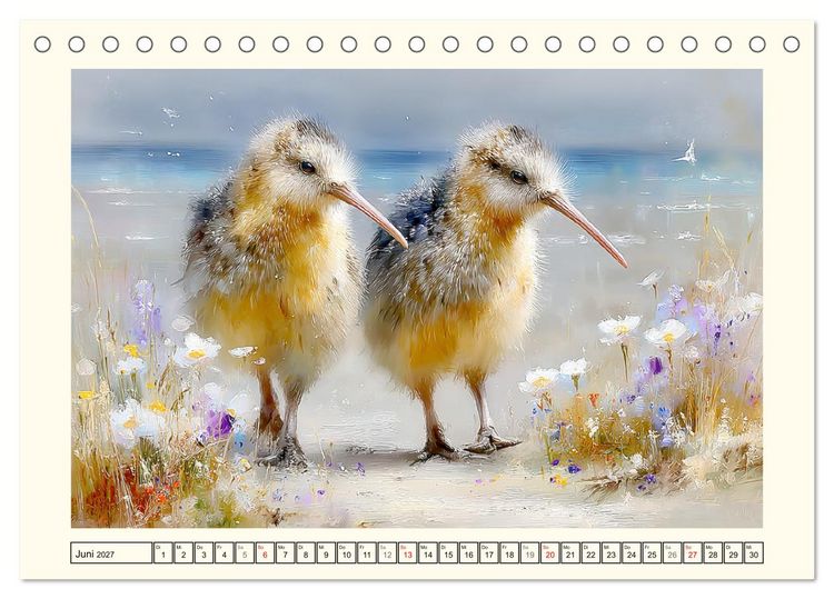 Produktbild: Entz&uuml;ckende Kiwis. Neuseelands kleiner Laufvogel am Meer (Tischkalender 2027 DIN A5 quer), CALVENDO Monatskalender