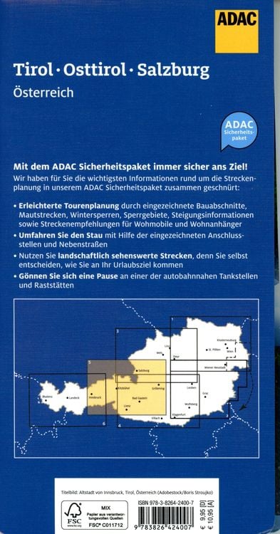 Produktbild: ADAC Urlaubskarte &Ouml;sterreich 05 Tirol, Osttirol, Salzburg 1:150.000