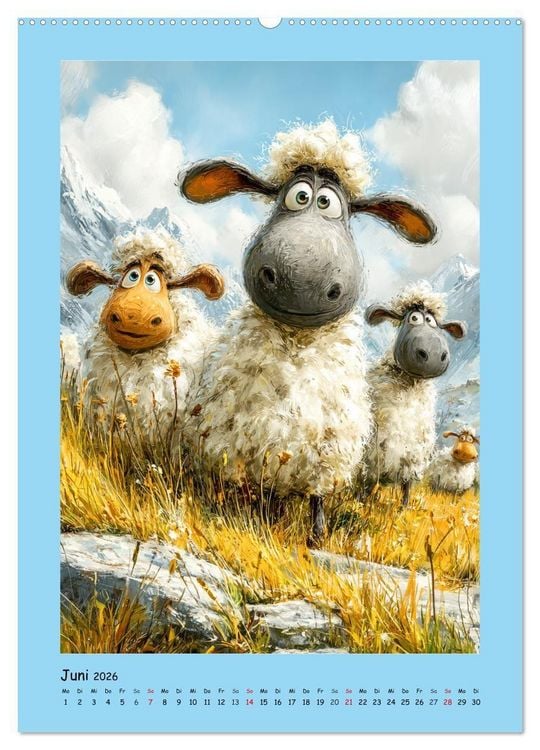 Produktbild: Gl&uuml;ckliche Tiere. Ein lieblicher Kinderkalender (hochwertiger Premium Wandkalender 2026 DIN A2 hoch), Kunstdruck in Hochglanz