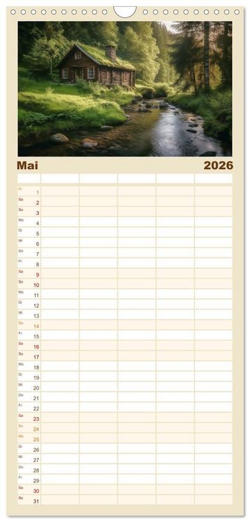 Produktbild: Familienplaner 2026 - H&uuml;ttenzauber - Ein visueller Streifzug durch Norwegens Wildnis mit 5 Spalten (Wandkalender, 21 x 45 cm) CALVENDO