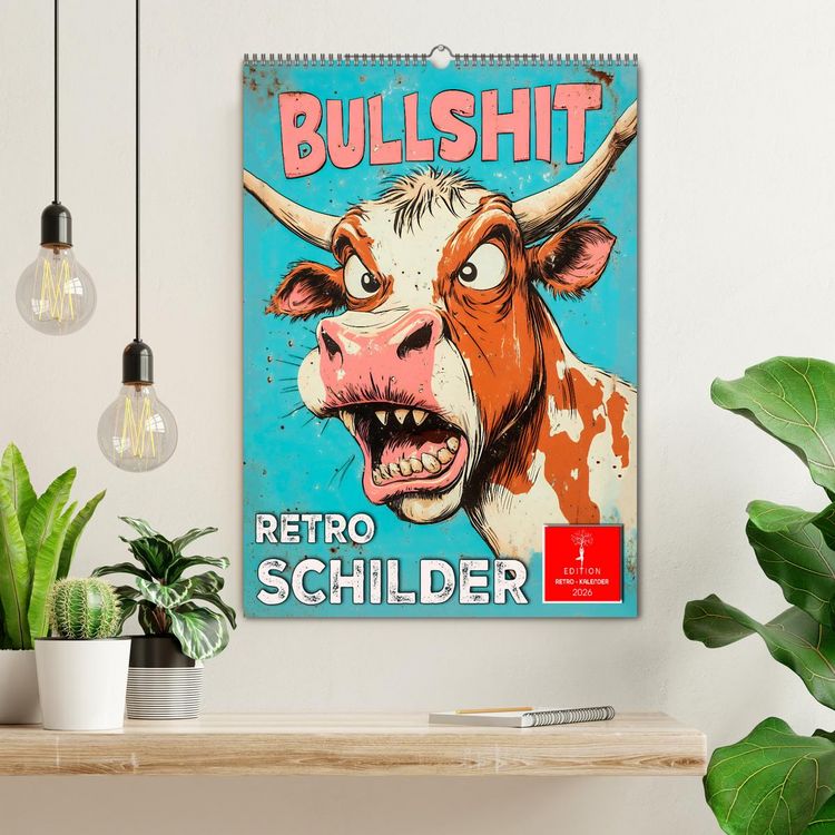 Produktbild: Retro Schilder (Wandkalender 2026 DIN A2 hoch), CALVENDO Monatskalender