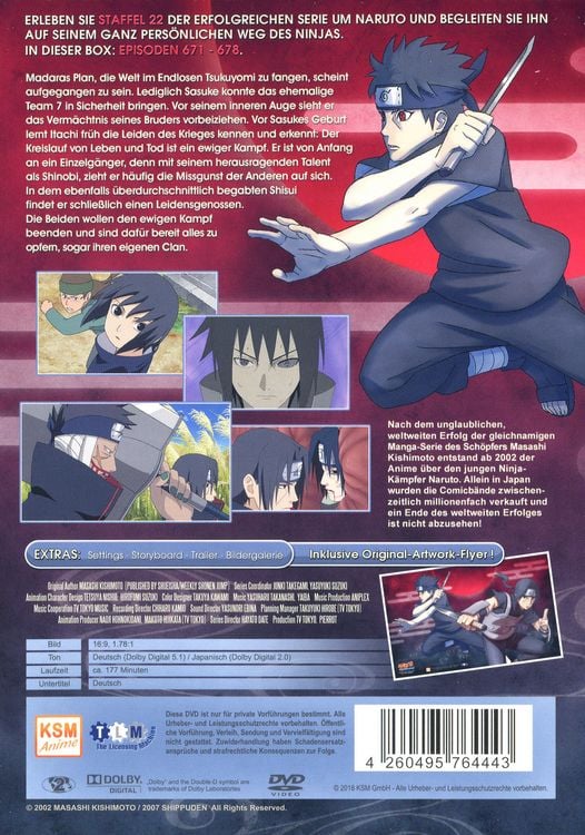 Produktbild: Naruto Shippuden - Staffel 22: Itachis wahre Geschichte - Licht und Finsternis (Folgen 671-678) [2 DVDs]